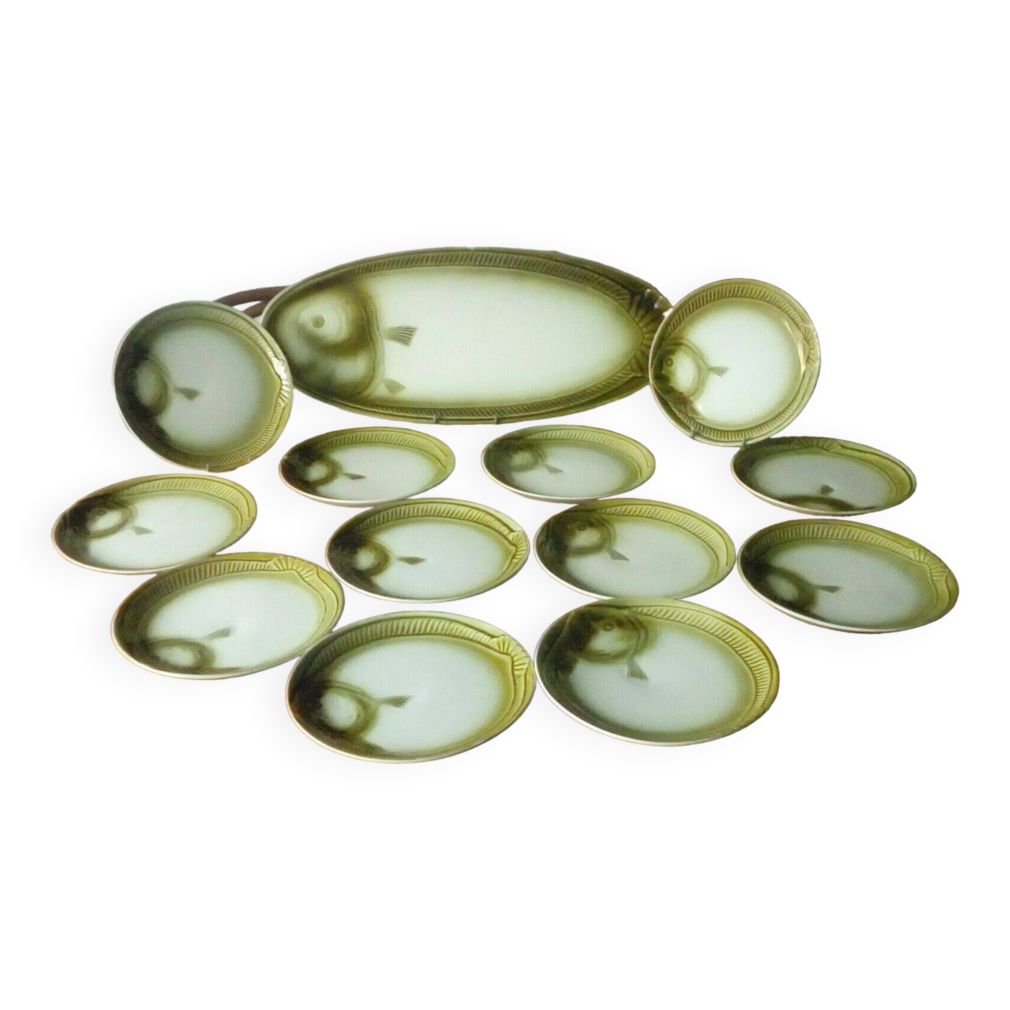 Earthenware fish service Moulin des loups France
