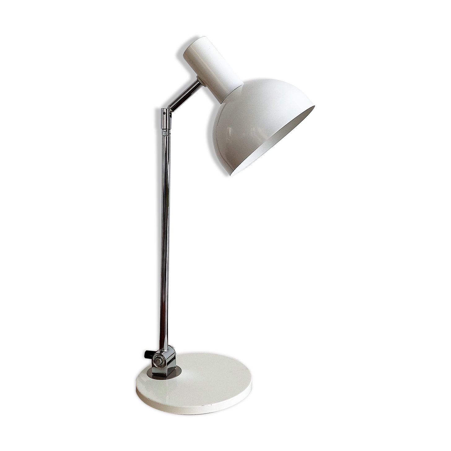 Reversible white metal and chrome table lamp, 1960's