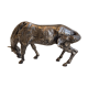 Sculpture of a grazing horse with a silver finish.