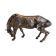 Sculpture of a grazing horse with a silver finish.