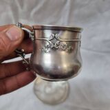 Solid silver cup (and saucer) late 19th century minerve