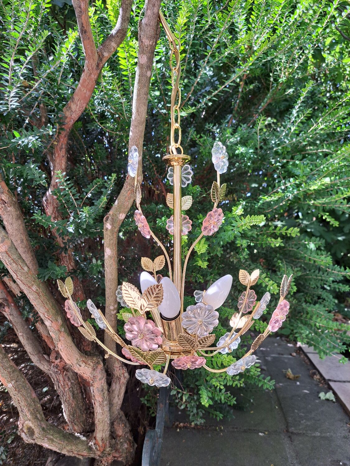 Glass flower chandelier 80s