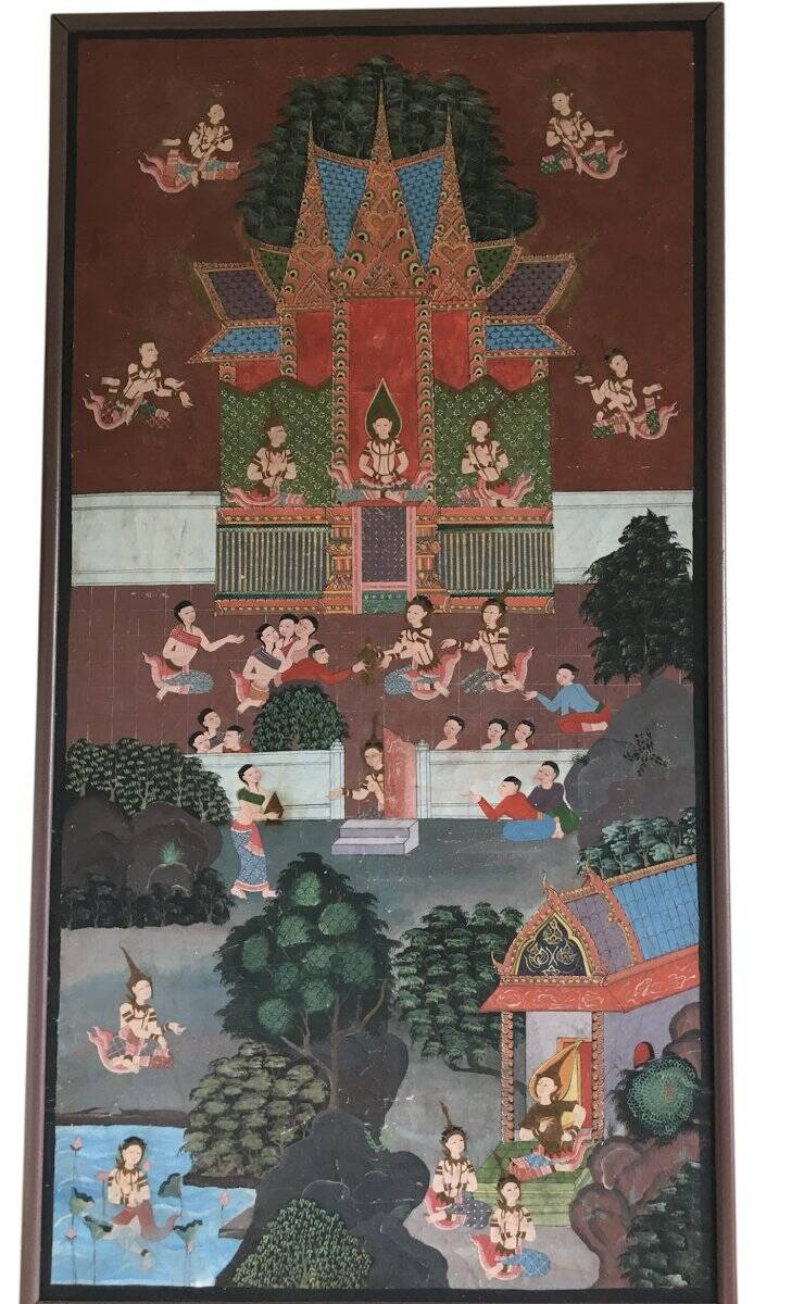 Large Painting on Canvas, Thailand, Rattanakosin School (1851-1910)