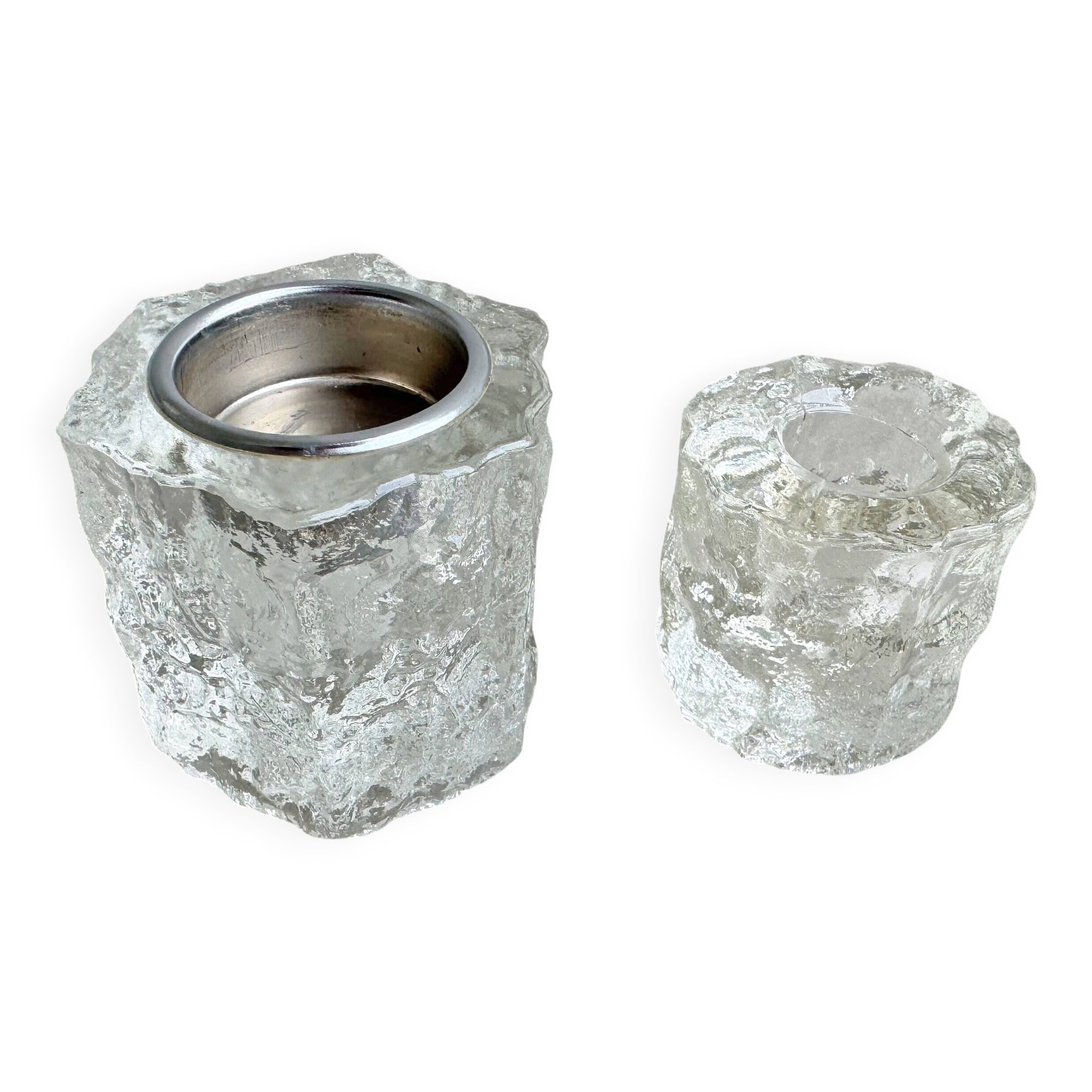 2 Vintage Scandinavian ice class candle holders