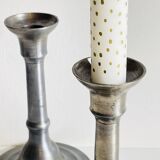 Pair of vintage pewter candlesticks