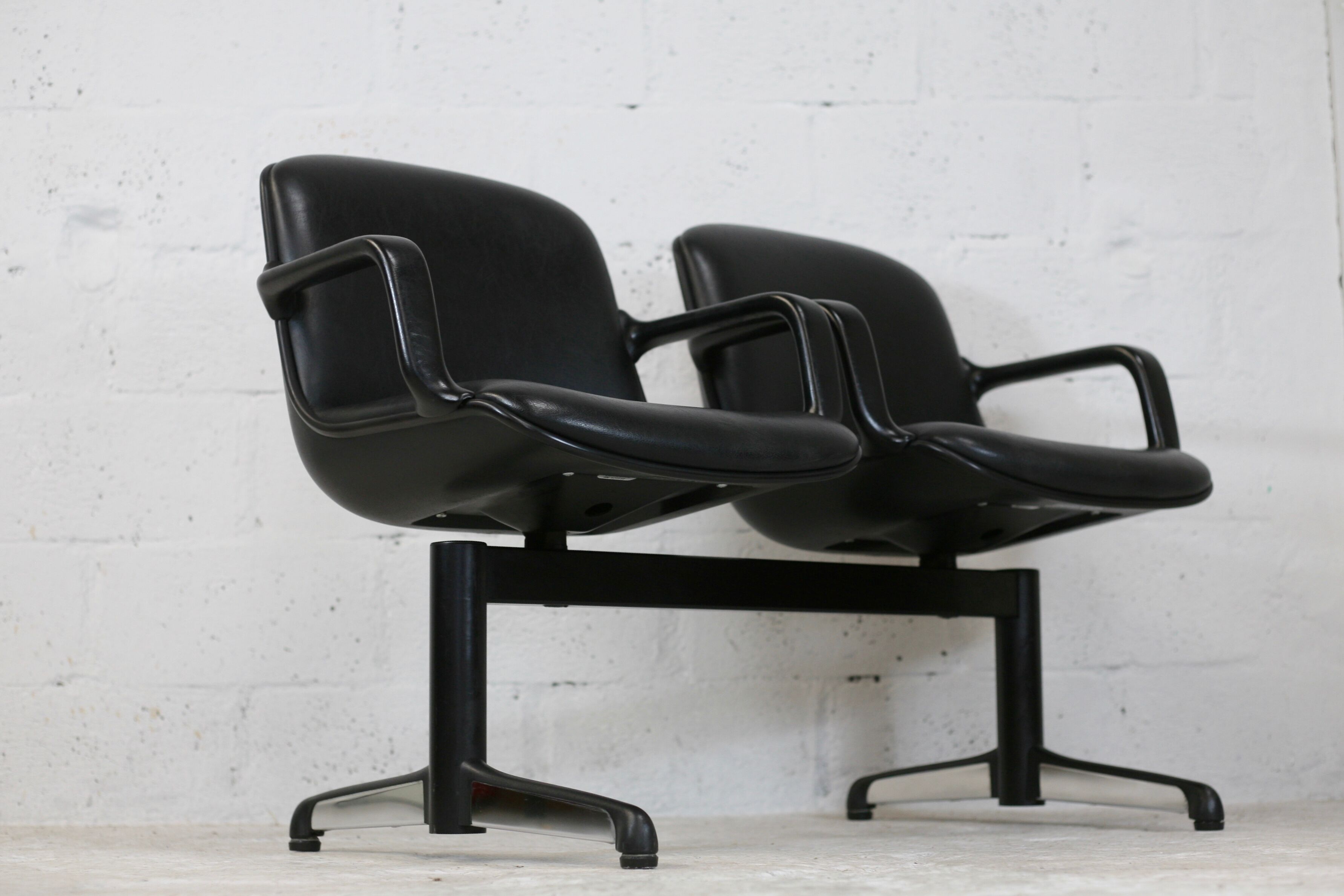 Bench imitation leather and steel, Italy, circa 1970