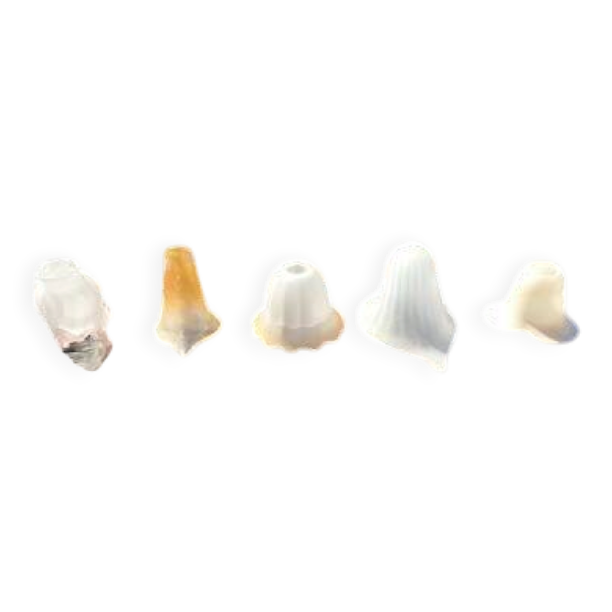 Set of 5 antique opaline glass tulips