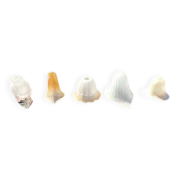 Set of 5 antique opaline glass tulips