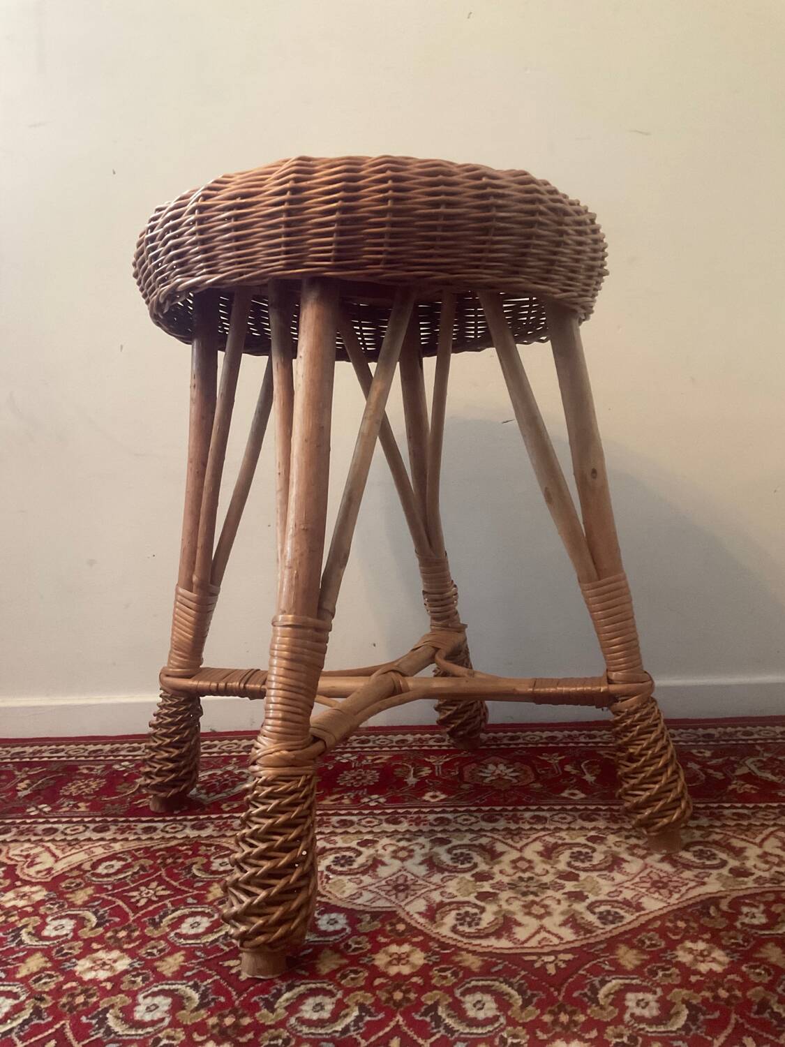 Vintage rattan and wicker stool