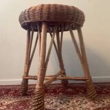 Vintage rattan and wicker stool