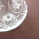 Coupe en cristal gravé – décor oiseaux – 18 cm – 1,8 kg