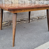 Dining room table, formica, wooden compass legs, 50s