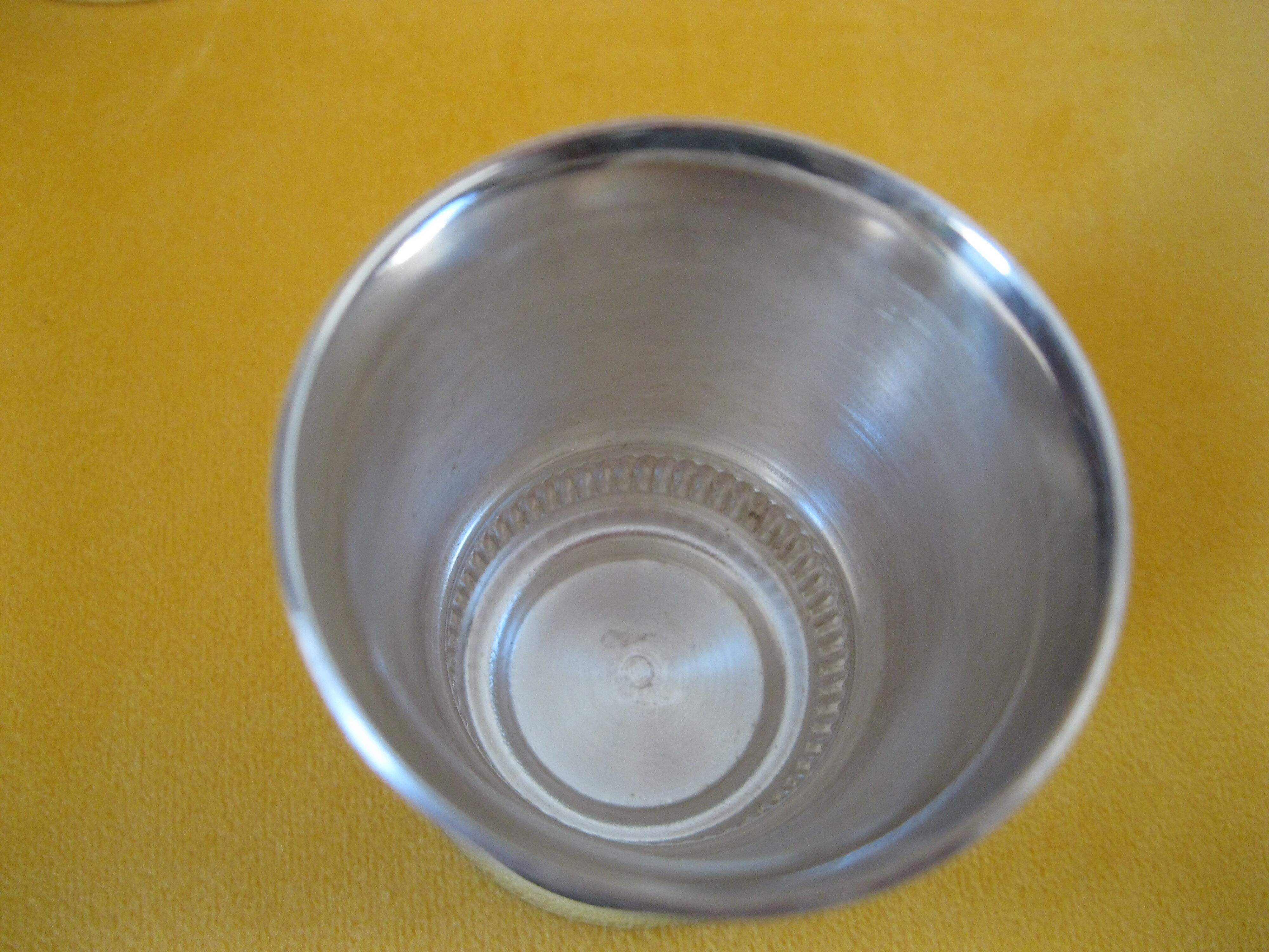 Duo of small silver metal timpani