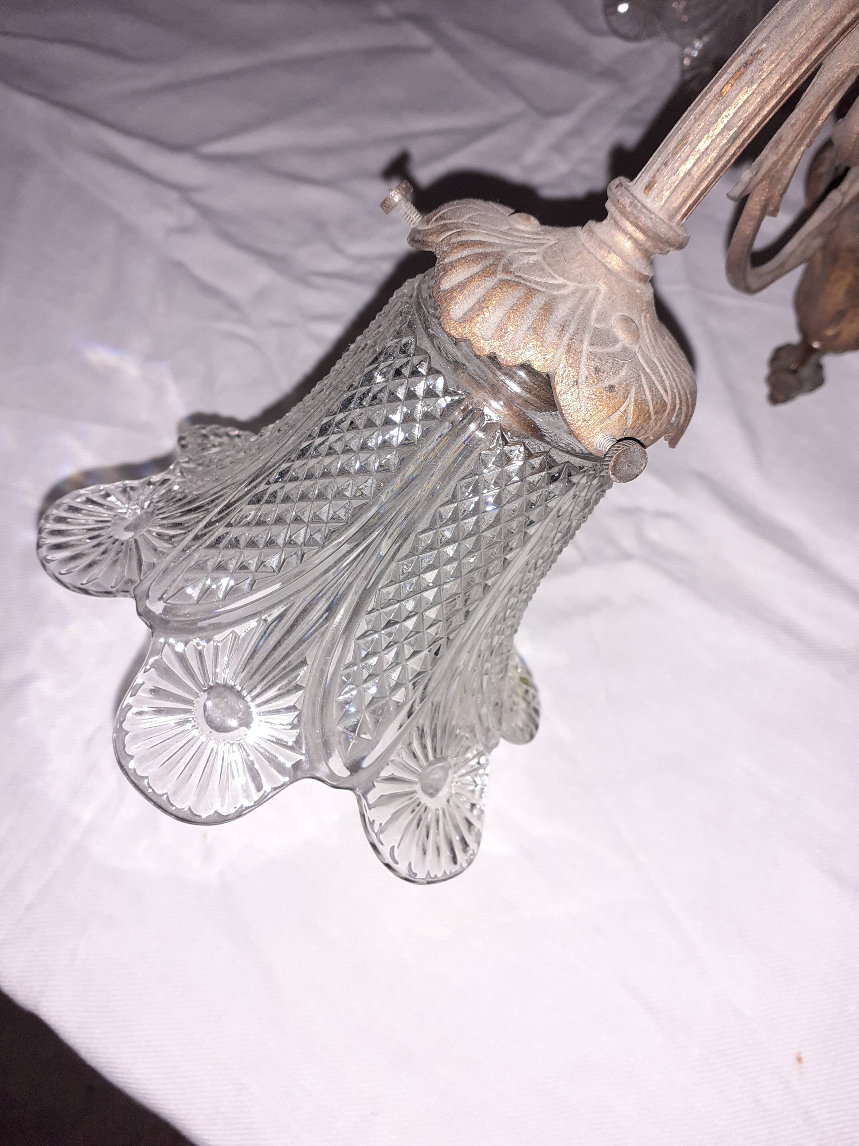 Bronze and crystal chandelier