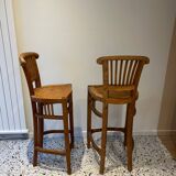 2 tabourets hauts en teck massif