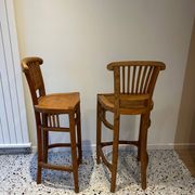 2 tabourets hauts en teck massif