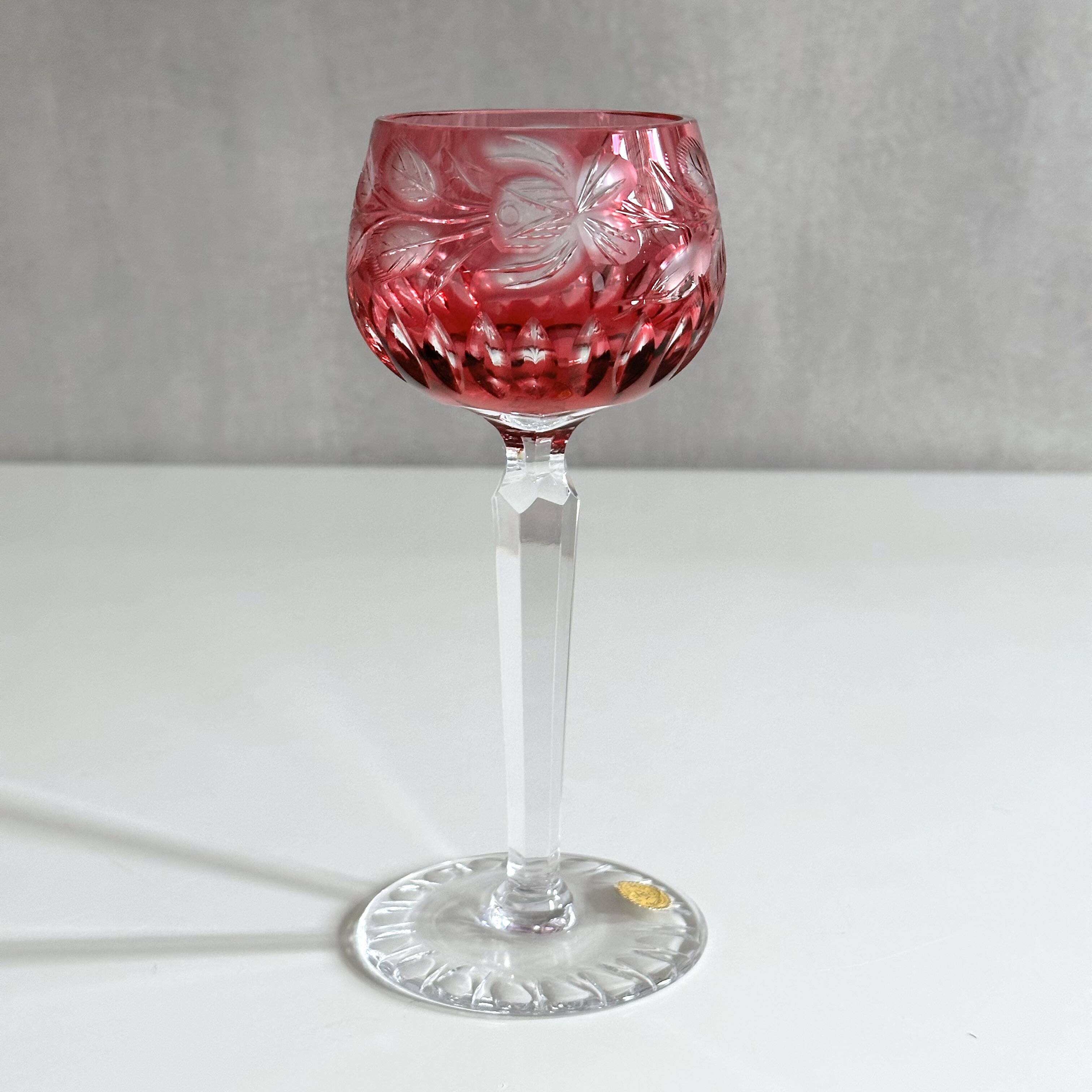 Collection of Lead Crystal Glasses, Colored Wine Glasses
