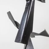Jean Campa. Geometric sculpture in polished metal. 1980s.