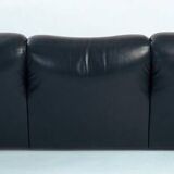 Maralunga high-end black leather sofa by Vico Magistretti for Cassina
