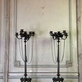 Pair of large bronze candelabras in the Antique style, circa 1880