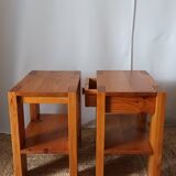 Pair of vintage pine bedside tables