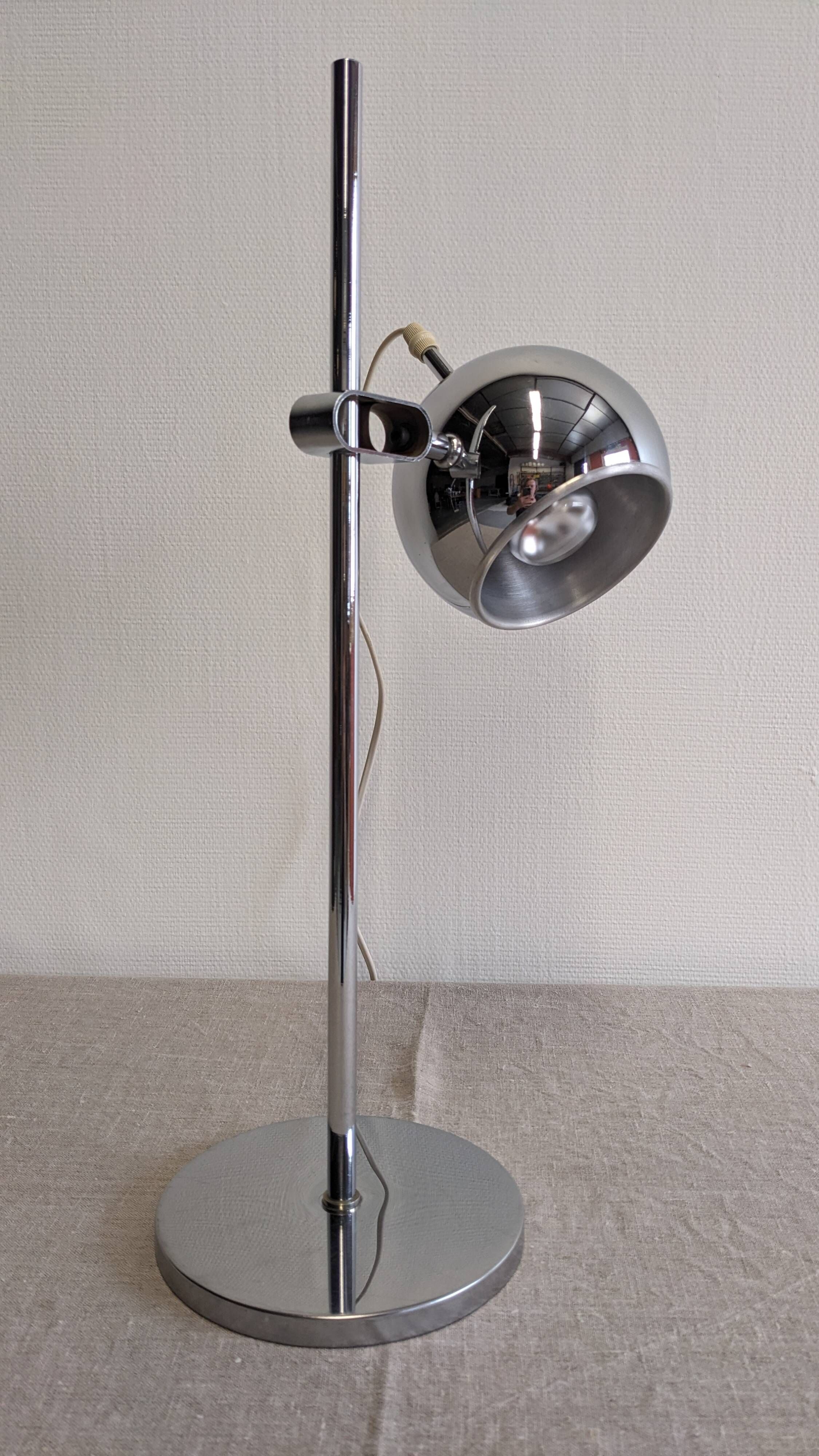 Chrome eye ball lamp, space age, Germany circa 1970.