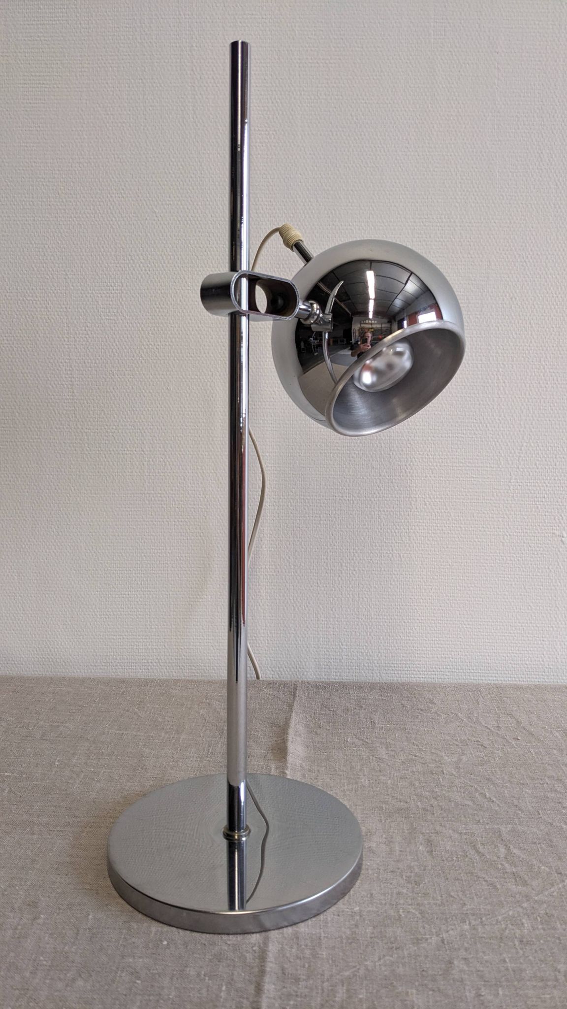 Chrome eye ball lamp, space age, Germany circa 1970.