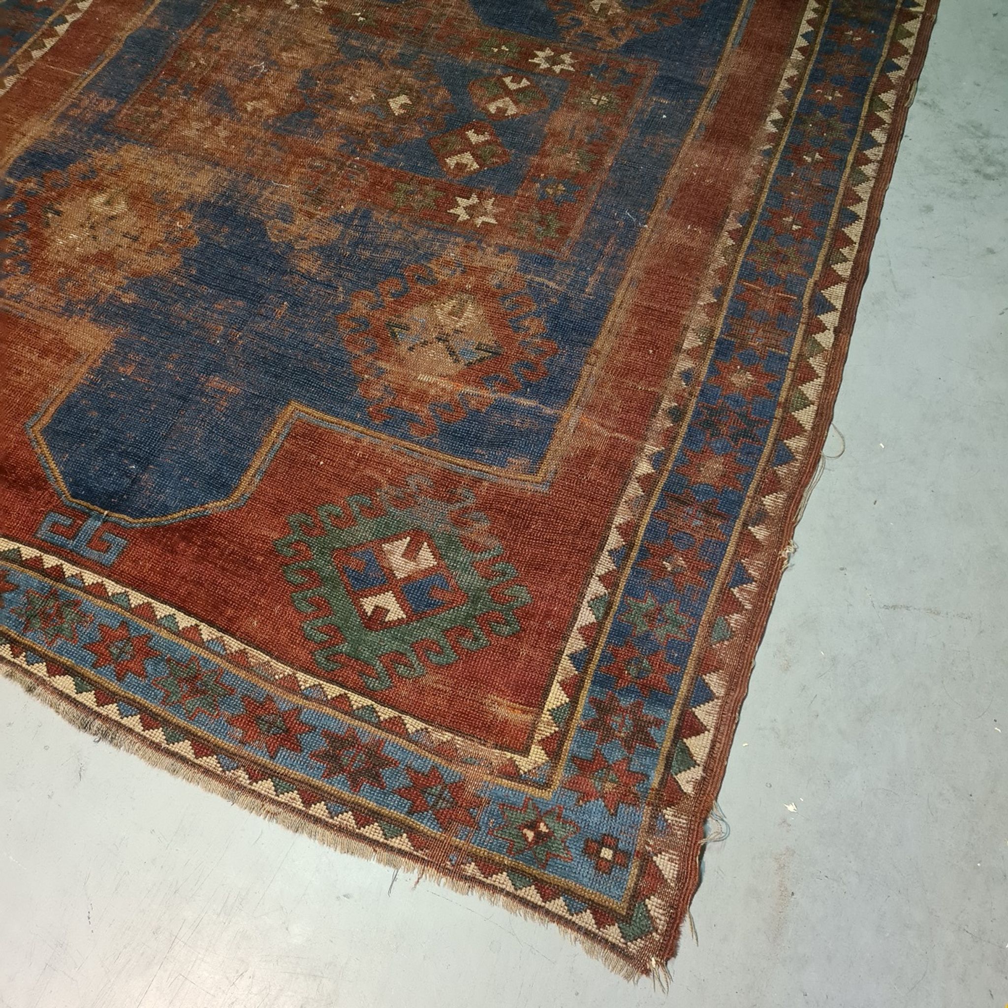 Old Hand Knotted Caucasian Carpet, 1st Half 20th Century.