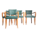 Set de 4 fauteuils bridges hêtre massif vernis & simili cuir vert 1958