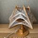 Geometric wood and string-art table lamp