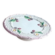 Footed dessert plate in barbotine porcelain, marked FG.