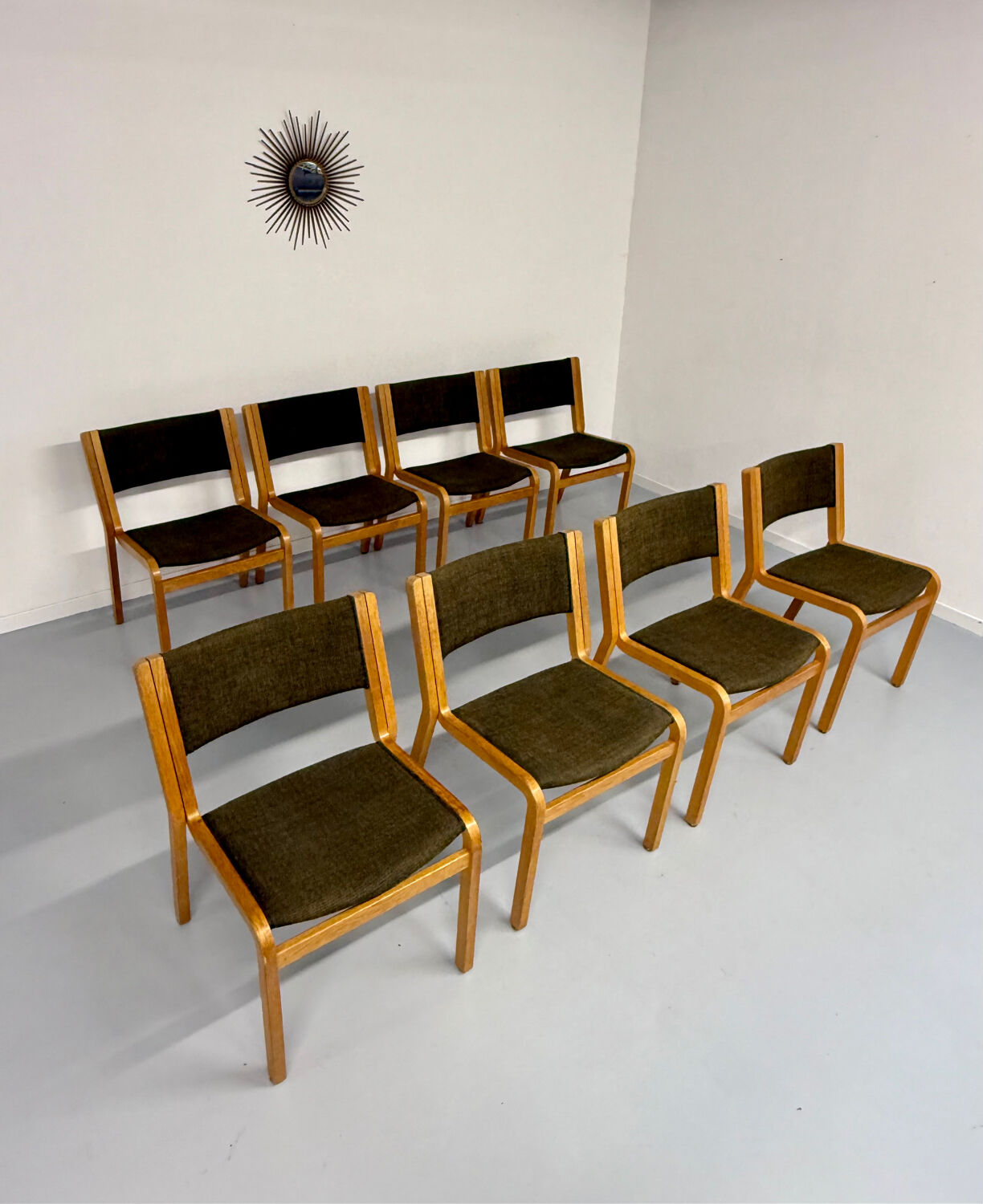 Set of 8 Thygesen and Sorensen / Magnus Olesen designer chairs from the 70s