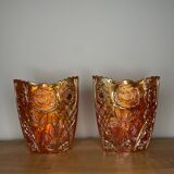 Pair of garden rose vases made of Brockwitz carnival glass, 1915