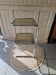 Side table, end table, bedside table in chrome metal with tempered glass.
