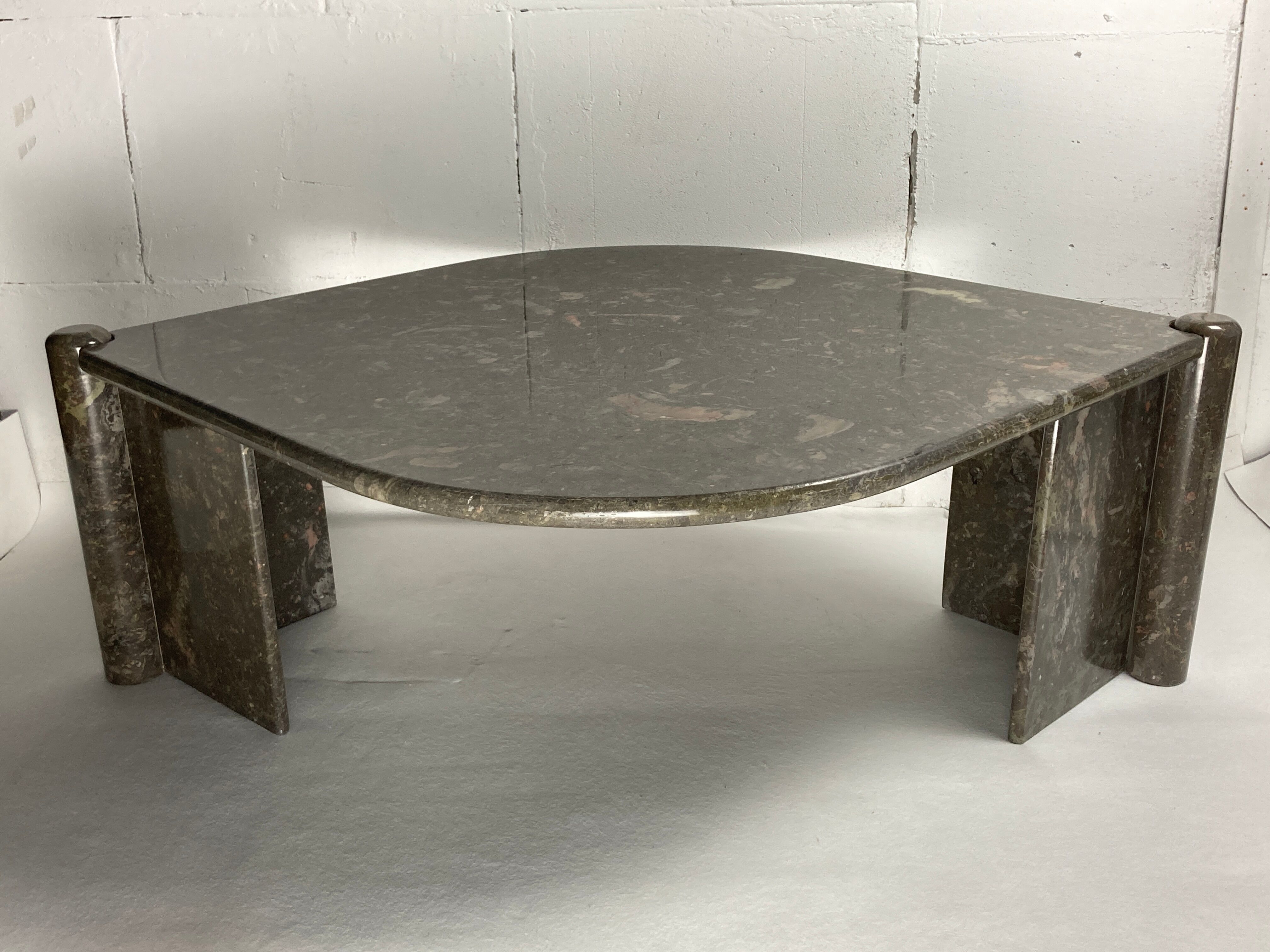 Italian marble teardrop coffee table, 1980s