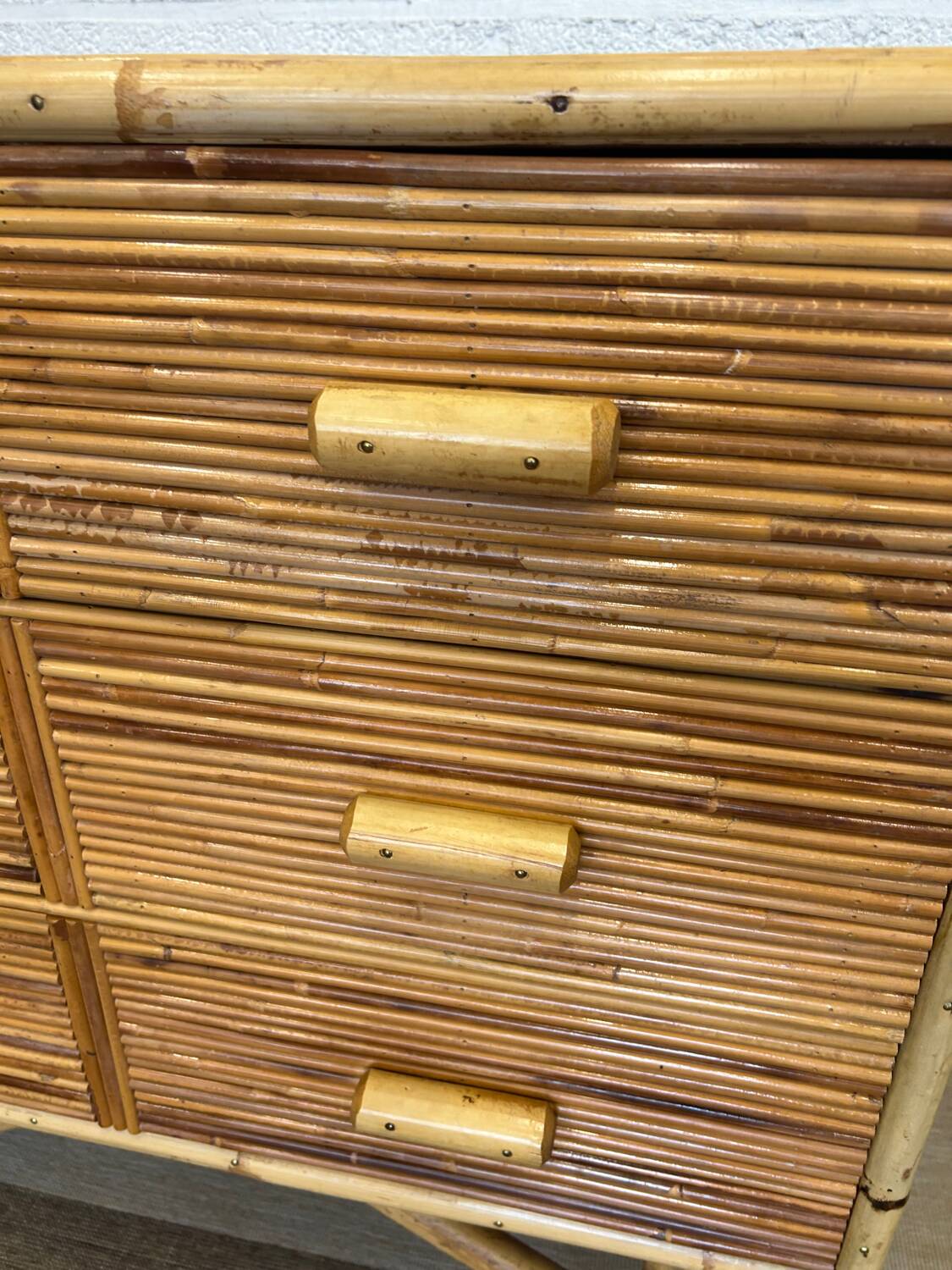 Bamboo and rattan chest of drawers 1960