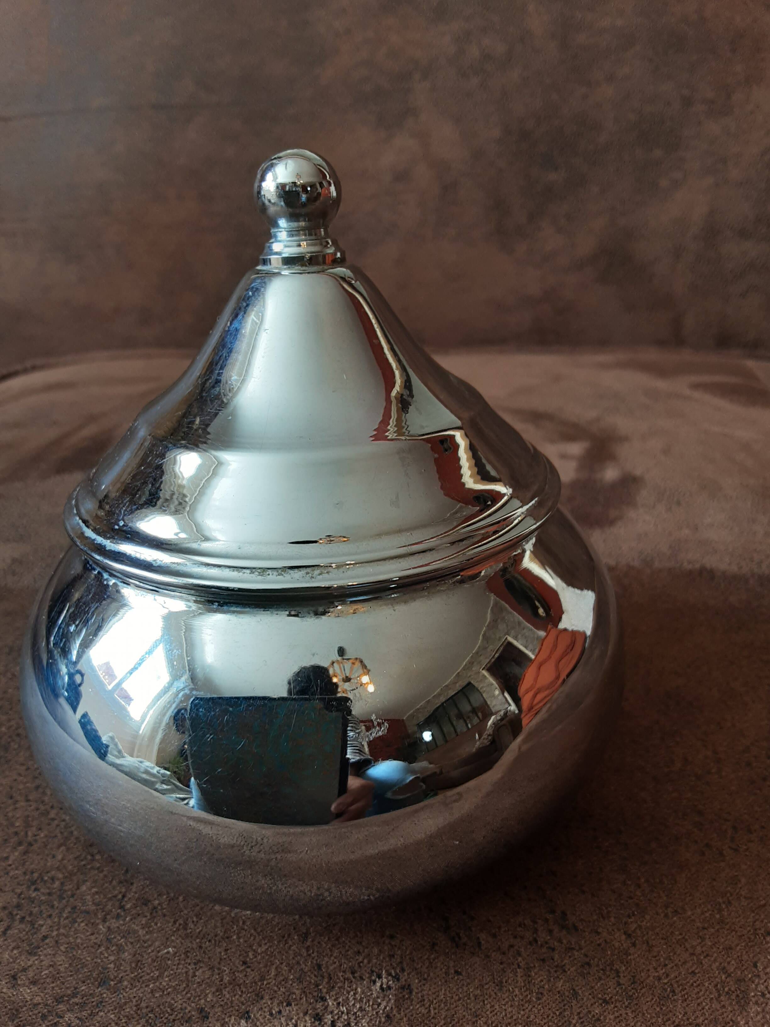 Vintage stainless steel sugar bowl