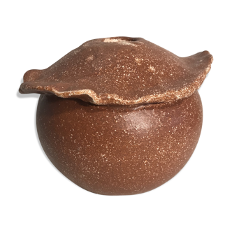 Former Accolay decoration vintage brown ceramic vase