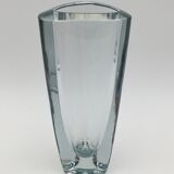 Strombergshyttan, sweden - crystal vase, triangular shape, signed and numbered - 1950s
