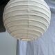 Hanging lamp in rattan and round japanese natural linen d:50