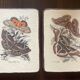 Lot de 2 tableaux en bois avec planche botanique papillons
