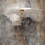 24 petal flower suspension in rattan and white linen