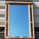 Rectangular mirror in polychrome wood