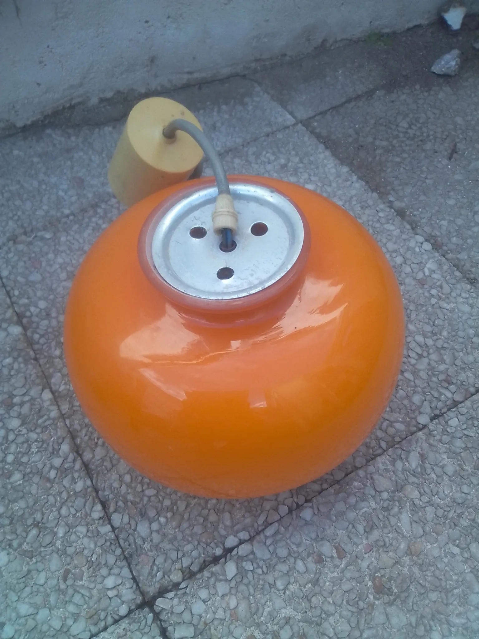 Vintage suspension in orange opaline - Space Age / Pop Art design year