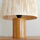 Wooden "cylinder" lamp, raffia lampshade, 70s