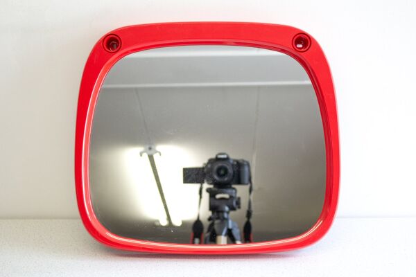 Miroir space age en plastique rouge vintage