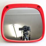 Vintage red plastic space age mirror
