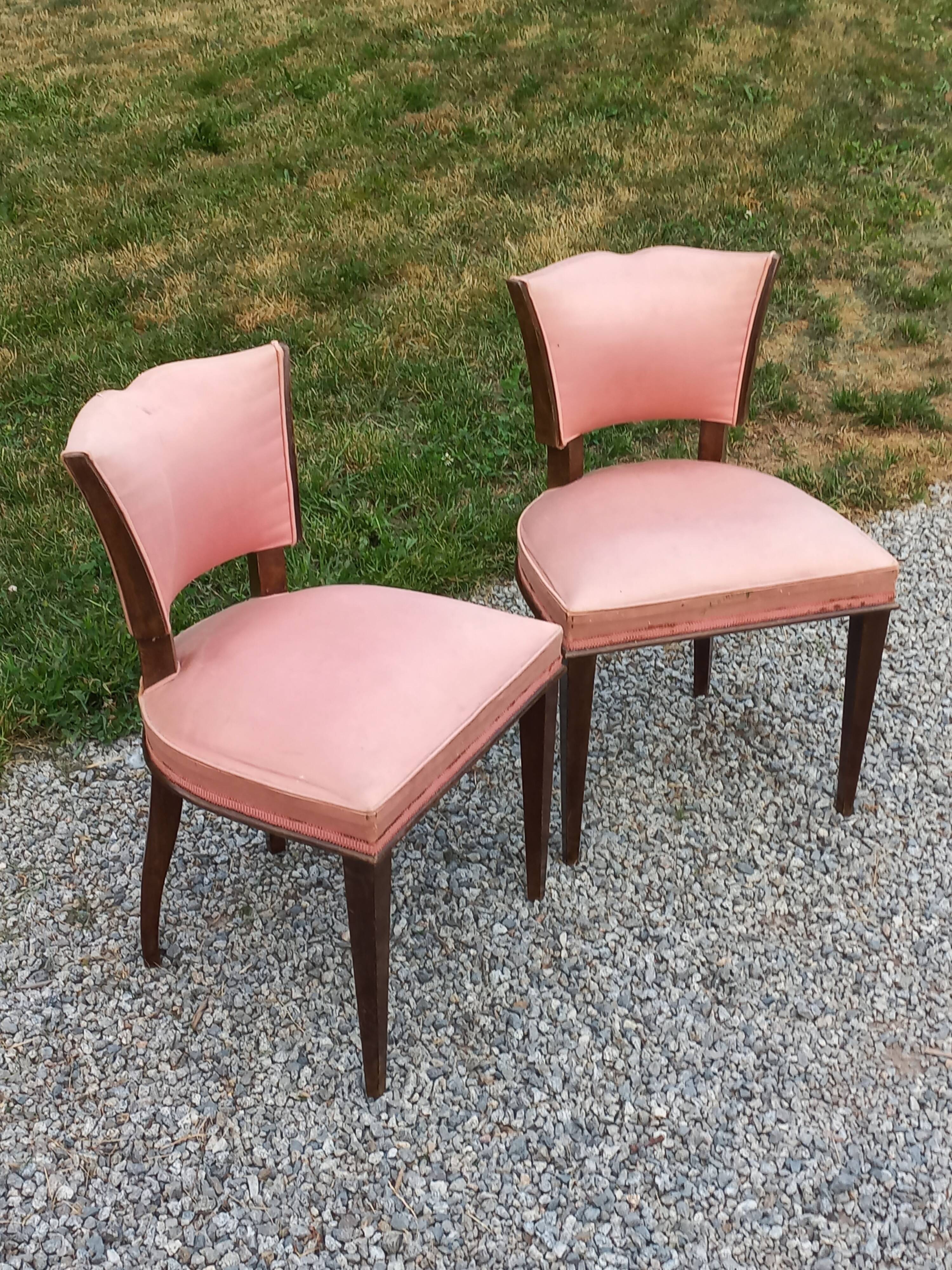 Pair of vintage low-backed bedroom chairs from the 1930s/1950s
