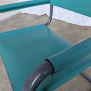 Vintage Mart Stam Style Armchair: Turquoise Leather, Black Chrome Cantileve
