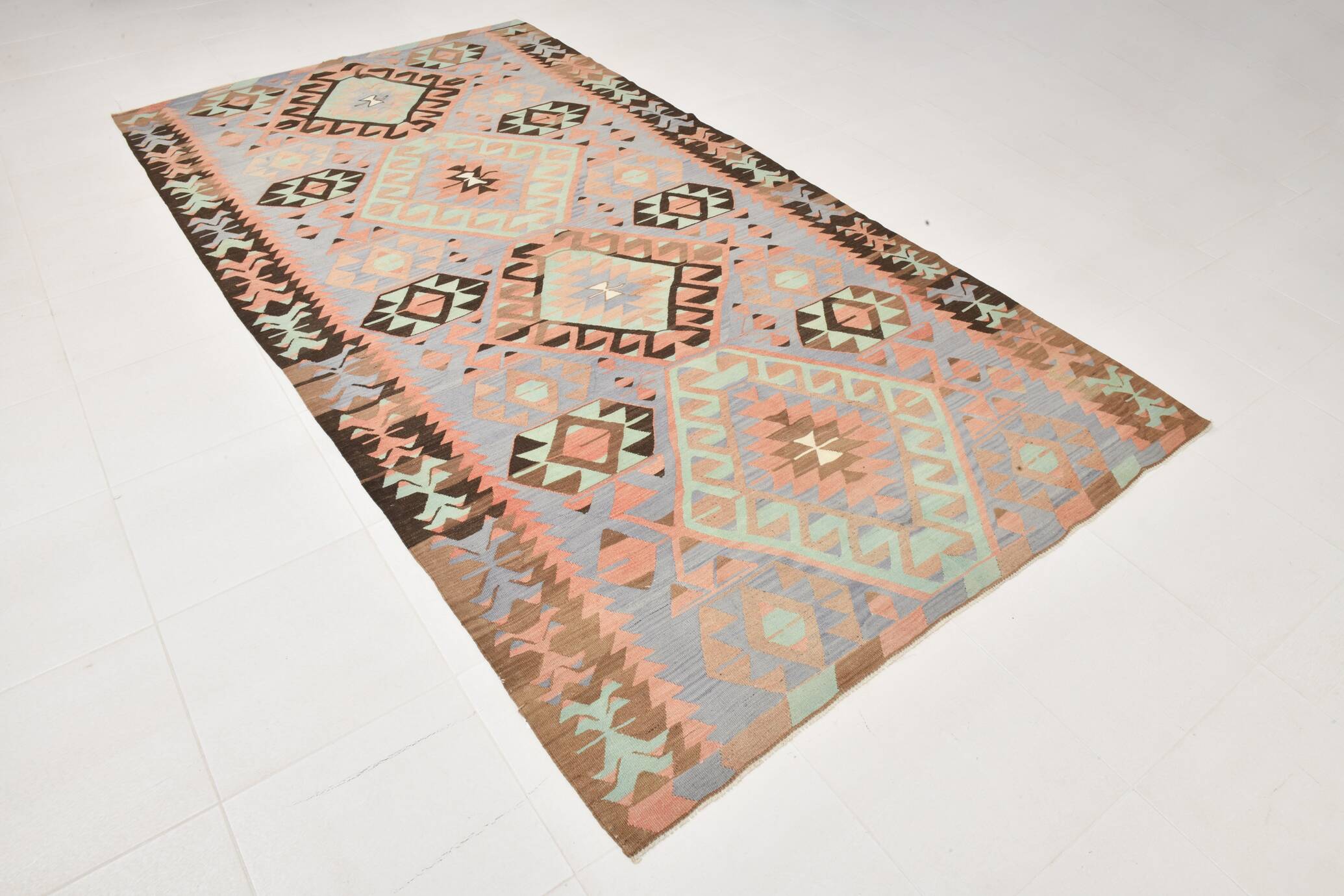 5x10 Geometric 58s Antique Kilim Rug, 168x313Cm